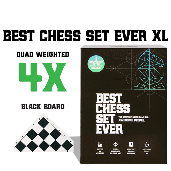 Best Chess Set Ever XL - Quadruple Weight +  Silicone Board
